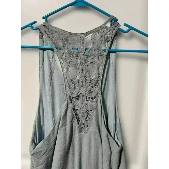 Tobi Blue Strapless Tank Dress Tank‎ With Crochet Detail, Size Medium - Picture 4 of 4